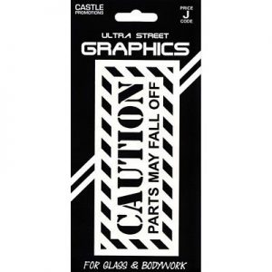 Castle Promotions Indoor Vinyl Sticker - Black - Caution Parts May Fall Off