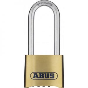 Abus Waterproof Combination Padlock - Brass - 4 Wheel - 50mm - Long Shackle