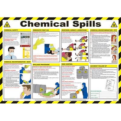 Safety First Aid Chemical Spills Poster - 59cm x 42cm