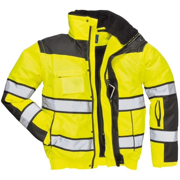 Portwest Hi-Vis Bomber Jacket - Yellow/Black - X Large